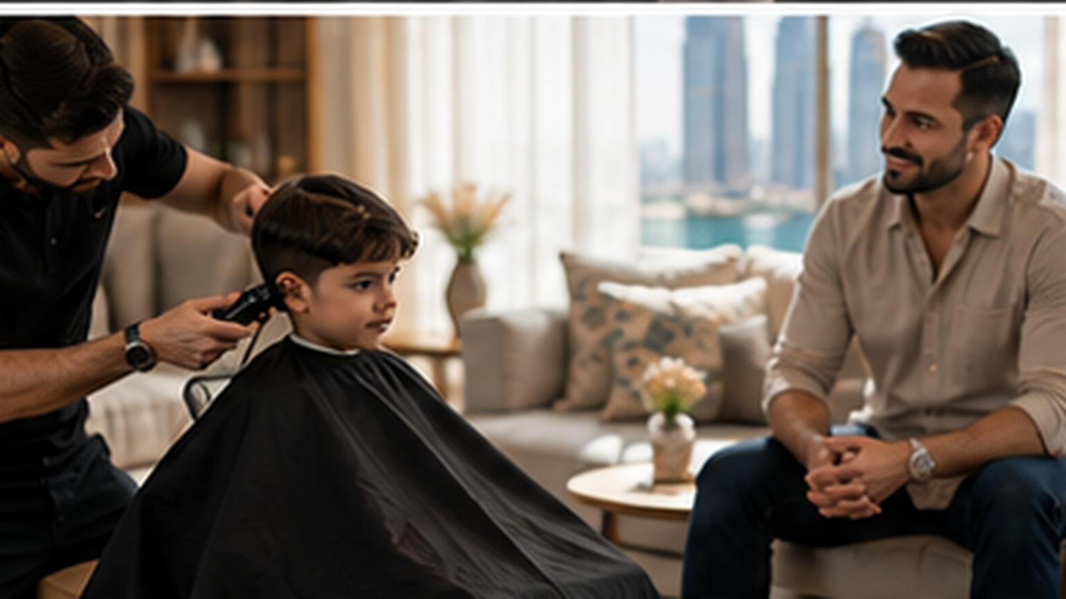 Family haircuts at home in Dubai